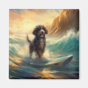 Bernedoodle-Strand-Surfing-Gemälde Magnet