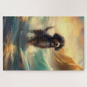 Bernedoodle-Strand-Surfing-Gemälde Puzzle (Horizontal)