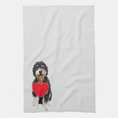 Bernedoodle Valentine Küche Handtuch (Vertikal)