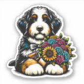 Bernedoodle Vinyl Dog Sticker (Vorderseite)