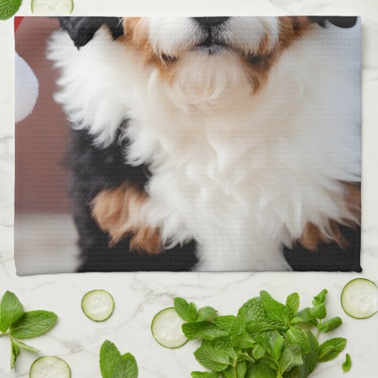Bernedoodle Weihnachten Geschirrtuch (Gefaltet)