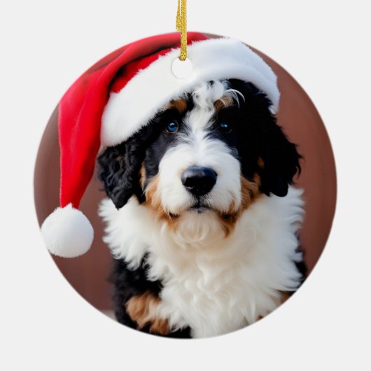 Bernedoodle Weihnachten Keramik Ornament (Hinten)
