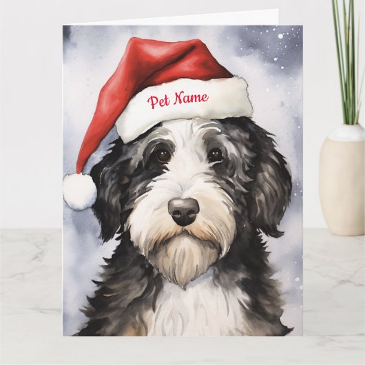 Bernedoodle Weihnachten Personalisiert Karte (Vorderseite)