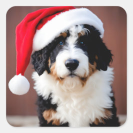 Bernedoodle Weihnachten Quadratischer Aufkleber