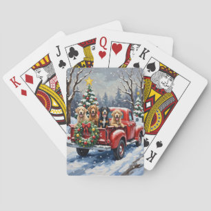 Bernedoodle Weihnachten Rotes Lastwagen Ferien Spielkarten