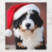 Bernedoodle Weihnachten Weinetikett (Einzelnes Label)