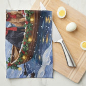 Bernedoodle Weihnachtsboot Feiertag Geschirrtuch (Viertel Falte)