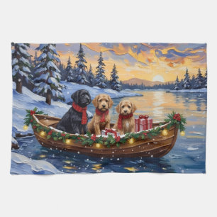 Bernedoodle Weihnachtsboot Feiertag Geschirrtuch