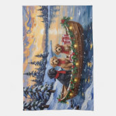 Bernedoodle Weihnachtsboot Feiertag Geschirrtuch (Vertikal)