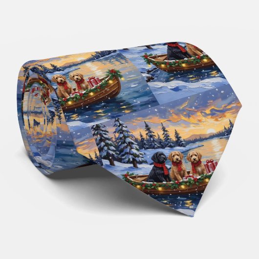 Bernedoodle Weihnachtsboot Feiertag Krawatte (Gerollt)