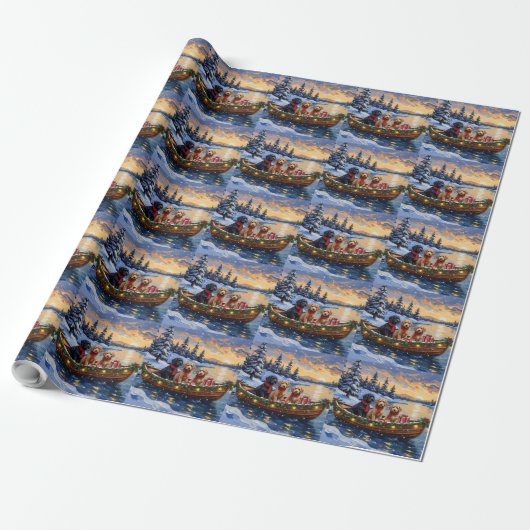 Bernedoodle Weihnachtsboot Urlaub Geschenkpapier (Ungerollt)