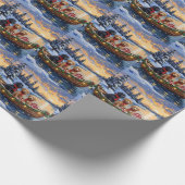 Bernedoodle Weihnachtsboot Urlaub Geschenkpapier (Ecke)