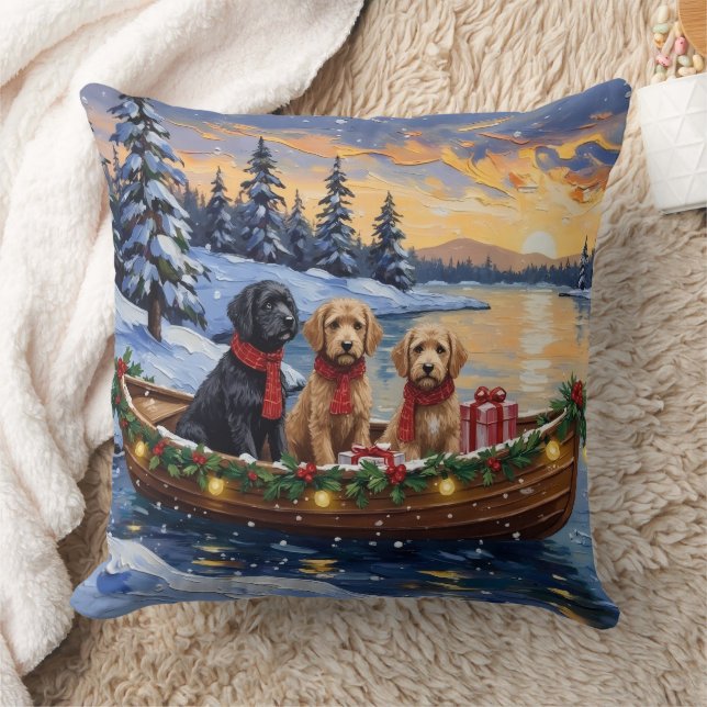 Bernedoodle Weihnachtsboot Urlaub Kissen (Decke)