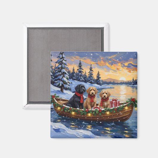 Bernedoodle Weihnachtsboot Urlaub Magnet (Vorderseite/Rückseite)