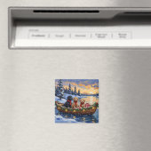Bernedoodle Weihnachtsboot Urlaub Magnet (In Situ (Geschirrspüler))