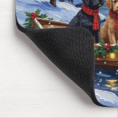 Bernedoodle Weihnachtsboot Urlaub Mousepad (Ecke)