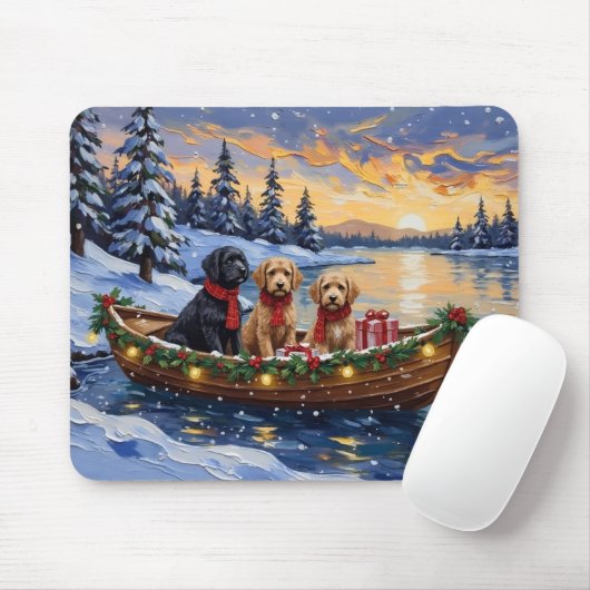 Bernedoodle Weihnachtsboot Urlaub Mousepad (Mit Mouse)