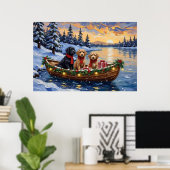 Bernedoodle Weihnachtsboot Urlaub Poster (Heimbüro)