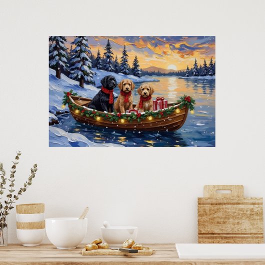 Bernedoodle Weihnachtsboot Urlaub Poster (Küche)