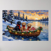 Bernedoodle Weihnachtsboot Urlaub Poster (Vorne)