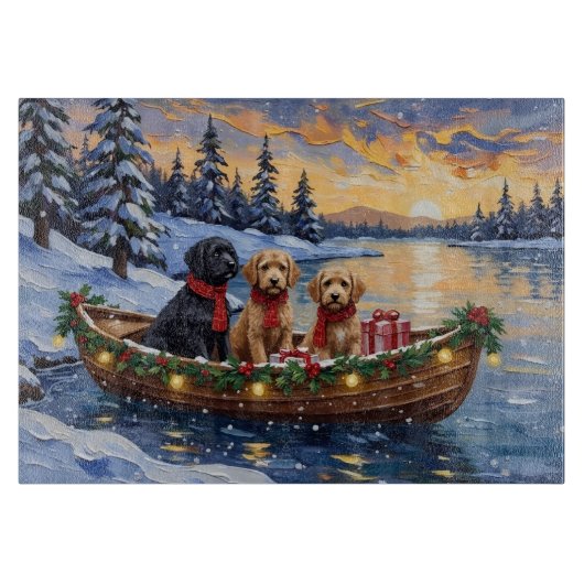 Bernedoodle Weihnachtsboot Urlaub Schneidebrett (Vorderseite)