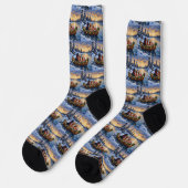 Bernedoodle Weihnachtsboot Urlaub Socken (Linkes Detail)