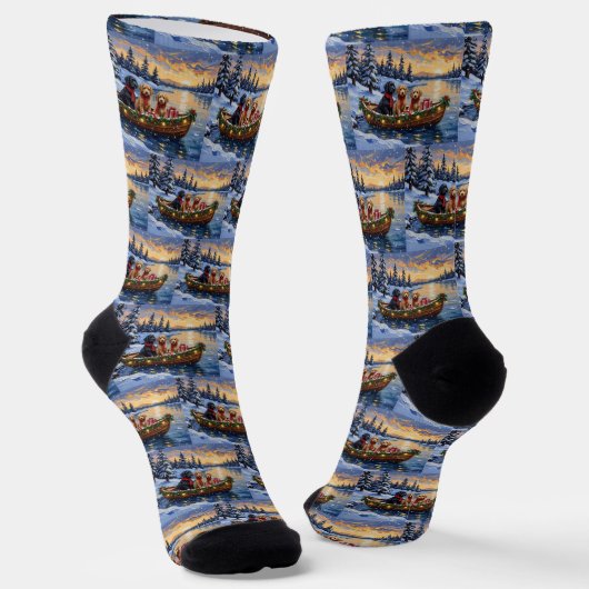 Bernedoodle Weihnachtsboot Urlaub Socken (Gewinkelt)