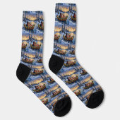 Bernedoodle Weihnachtsboot Urlaub Socken (Rechts)