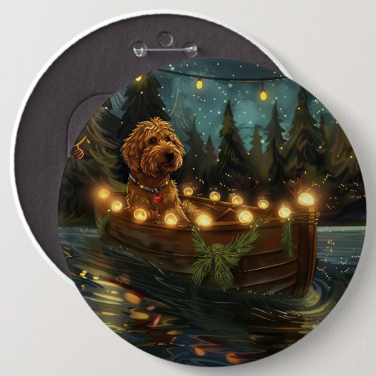 Bernedoodle Weihnachtsfeiertage Button (Vorne & Hinten)