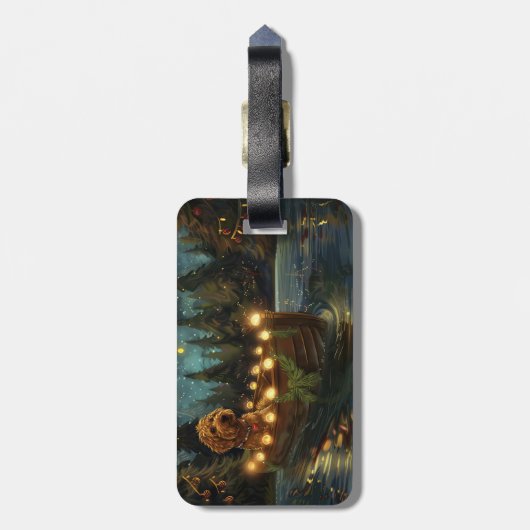 Bernedoodle Weihnachtsfeiertage Gepäckanhänger (Rückseite vertikal)