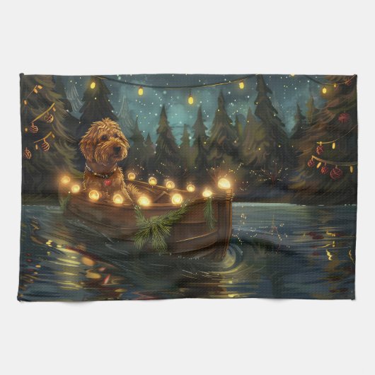 Bernedoodle Weihnachtsfeiertage Geschirrtuch (Horizontal)