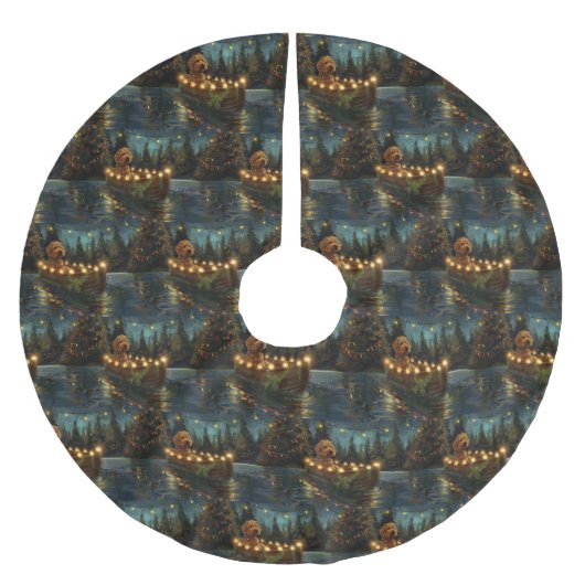 Bernedoodle Weihnachtsfeiertage Polyester Weihnachtsbaumdecke (Vorderseite)