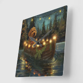 Bernedoodle Weihnachtsfeiertage Quadratische Wanduhr (Winkel)