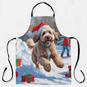 Bernedoodle Weihnachtsfest Schnee Szene Schürze