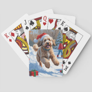 Bernedoodle Weihnachtsfest Schnee Szene Spielkarten
