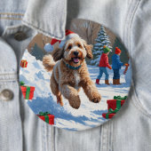 Bernedoodle Weihnachtsfest Schneeszene Button (Beispiel)