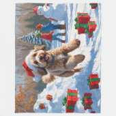 Bernedoodle Weihnachtsfest Schneeszene Fleecedecke (Vorderseite)
