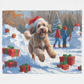 Bernedoodle Weihnachtsfest Schneeszene Fleecedecke (Vorderseite (Horizontal))