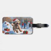 Bernedoodle Weihnachtsfest Schneeszene Gepäckanhänger (Rückseite horizontal)