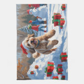 Bernedoodle Weihnachtsfest Schneeszene Geschirrtuch (Vertikal)