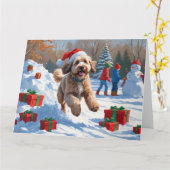 Bernedoodle Weihnachtsfest Schneeszene Karte (Gelbe Blume)