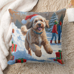Bernedoodle-Weihnachtsfest-Schneeszene Kissen
