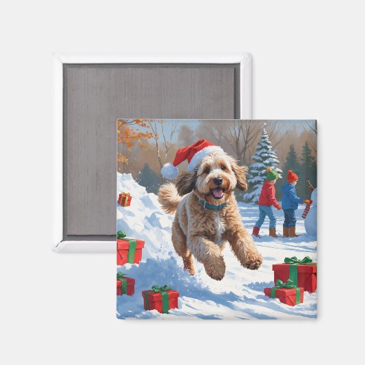 Bernedoodle Weihnachtsfest Schneeszene Magnet (Vorderseite/Rückseite)