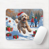 Bernedoodle Weihnachtsfest Schneeszene Mousepad (Mit Mouse)