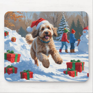 Bernedoodle-Weihnachtsfest-Schneeszene Mousepad