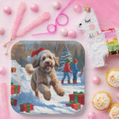 Bernedoodle Weihnachtsfest Schneeszene Pappteller (Party)