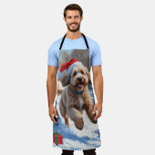 Bernedoodle Weihnachtsfest Schneeszene Schürze (Getragen)