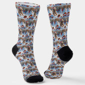 Bernedoodle Weihnachtsfest Schneeszene Socken (Gewinkelt)