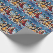 Bernedoodle Weihnachtsfeuer Strand Urlaub Geschenkpapier (Ecke)