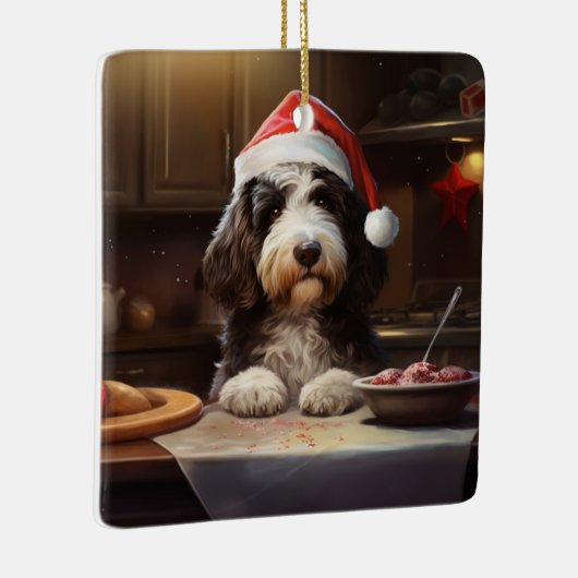 Bernedoodle Weihnachtskost Feiertag Keramikornament (Rechts)